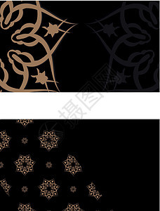 黑色商业卡模板 印地安棕色模式 适合你的个性酒店滚动卷曲标签徽章成员奢华漩涡边界金子图片