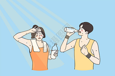 饮用水和炎热的夏天概念图片