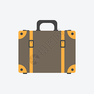 白色背景上的手提箱平面矢量图 案例旅游随员金融外交官公文包盒子办公室假期行李商业案件图片