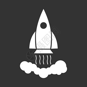 火箭矢量象形文字图标 商业营销互联网概念的简单平面象形图 网站设计或移动应用程序的业务启动启动概念 在黑色背景上的插图技术行星科图片