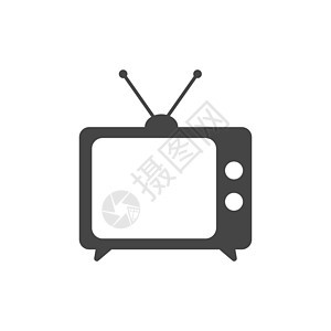 电视图标矢量图在白色背景上孤立的平面样式 网站的电视符号播送插图广播电影屏幕展示娱乐黑色电气手表图片