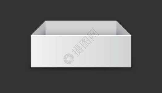 白色纸板包装盒 在黑色背景上孤立的矢量图船运礼物阴影电脑插图程序包装空白商品正方形图片