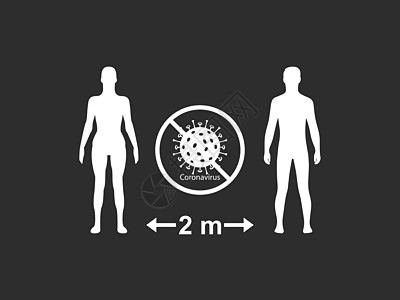 保持距离 冠状病毒 矢量说明 平面设计图片