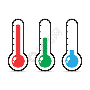 具有不同级别的温度计图标 在白色背景上孤立的平面矢量图插图指标科学温度红色图表生长实验室灯泡测量图片