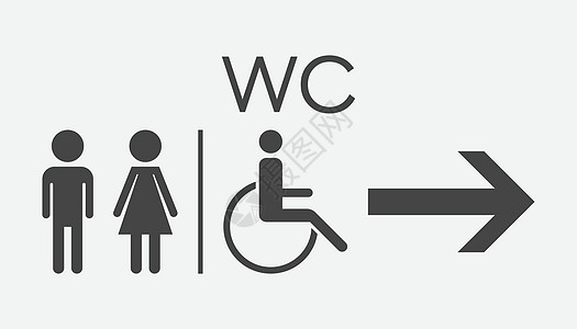 WCtoilet 平面矢量图标 男人和女人在白色背景下签到洗手间标准餐厅绅士们浴室绅士飞机场性别标签男生指示牌图片