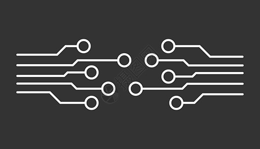 电路板图标 黑色背景下的技术方案符号平面矢量图解微电子芯片科学电路木板生产电子处理器电气电脑图片