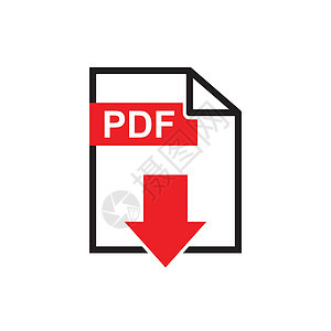 PDF 下载矢量图标 商业营销互联网概念的简单平面象形图 白色背景上的矢量图档案长方形格式网络软件红色插图按钮电子书数据背景图片