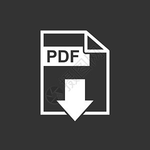 PDF 下载矢量图标 商业营销互联网概念的简单平面象形图 黑色背景上的矢量图按钮网络软件电子书档案标签插图文档长方形格式图片