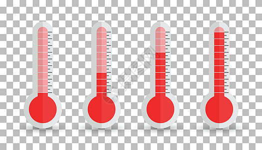 具有不同级别的温度计图标 孤立背景上的平面矢量图季节太阳寒冷摄氏度科学药品病人晴雨表温度气象图片