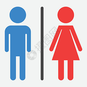 签到图标WCtoilet 平面矢量图标 男人和女人在白色背景下签到洗手间夫妻性别壁橱男性女性卫生标签民众浴室房间插画