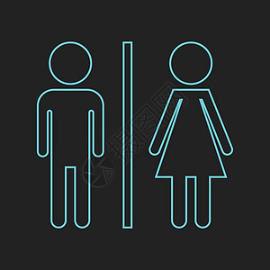 WCtoilet 霓虹灯矢量图标 男人和女人在黑色背景上签到洗手间卫生间绅士女士性别塑料指示牌卫生男生标签婴儿图片