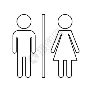 WCtoilet 线矢量图标 男人和女人在白色背景下签到洗手间女性购物中心卫生标签塑料浴室休息飞机场男生女孩图片