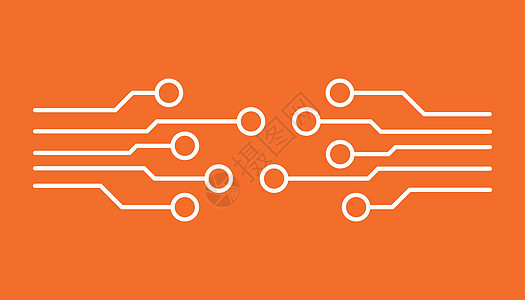 电路板图标 橙色背景下的技术方案符号平面矢量图解芯片处理器电路电子插图生产微电子科学电气木板图片