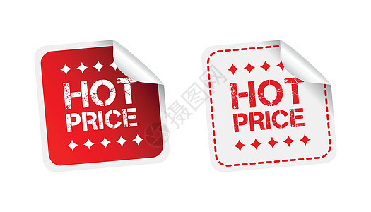 热的价格贴纸 白色背景上的矢量图插图特价折扣礼物红色商业徽章标签销售邮票图片