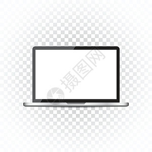 带有白色屏幕平面图标的笔记本电脑 孤立背景下的计算机矢量图解金属灰色商业电子插图监视器网络桌面技术机动性图片