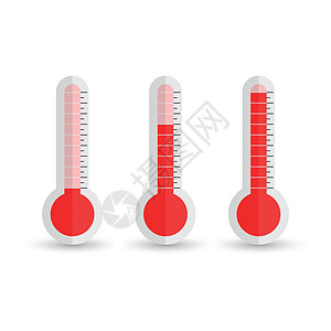 具有不同级别的温度计图标 在白色背景上孤立的平面矢量图疾病插图医院病人寒冷晴雨表摄氏度季节天气气象图片