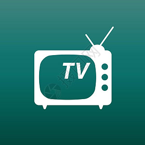 电视图标矢量图在绿色背景上的平面样式 网站的电视符号屏幕电子产品电影插图电气展示播送手表娱乐渠道图片