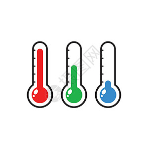 具有不同级别的温度计图标 在白色背景上孤立的平面矢量图插图实验室仪表玻璃灯泡温度科学生长测量指标图片