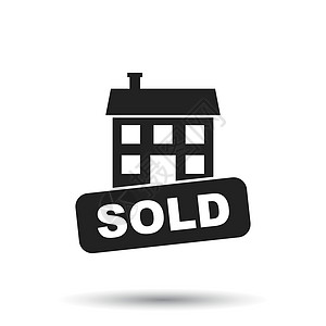 卖房子图标 白色背景下平面样式的矢量插图商业住宅代理人公寓木板投资建筑学窗户金融城市图片