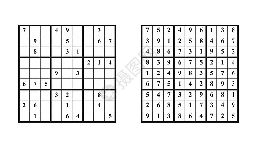 有答案的数独游戏 带数字的矢量益智游戏 适合儿童和成人 白色背景上的插图培训师孩子气闲暇逻辑意义解决方案乐趣教育学校孩子图片