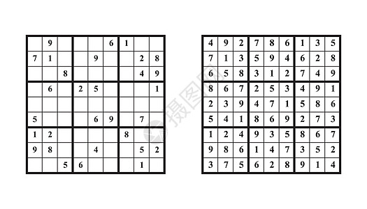 有答案的数独游戏 带数字的矢量益智游戏 适合儿童和成人 白色背景上的插图孩子气解决方案培训师闲暇学校乐趣逻辑意义童年孩子图片