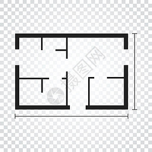 房子计划简单的平面图标 白色背景上的矢量图浴室家具建筑师绘画地面技术洗手间建筑房间插图图片
