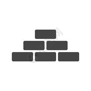 在白色背景上孤立的平面样式的墙砖图标 墙上的符号图工具水泥石头绘画正方形黑色材料乐器长方形创造力图片