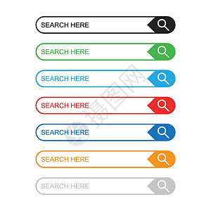 搜索栏字段 使用搜索按钮设置矢量界面元素 白色背景上的平面矢量图工具电脑收藏网站引擎商业网络标签横幅盒子图片