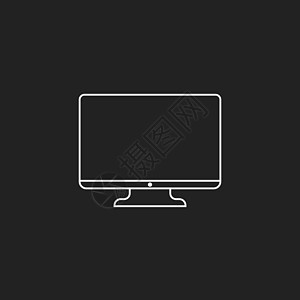 线条样式的计算机矢量插图 监视器平面图标 电视符号电子互联网黑色框架小样屏幕桌面展示技术办公室图片