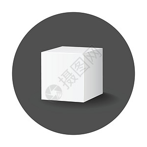 空白的白色纸箱 3d 框图标 带有长阴影的盒子包样机矢量图纸盒插图推介会小样广告灰阶产品消费者艺术品黑色图片