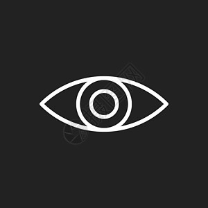 简单的眼睛图标向量 平面样式的视力象形图男性药品白色商业镜片眼球光学科学光谱黑色背景图片
