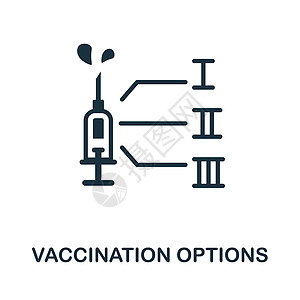 疫苗接种选项图标 来自疫苗接种收集的单色标志 网页设计信息图表和 mor 的创意疫苗选项图标说明图片