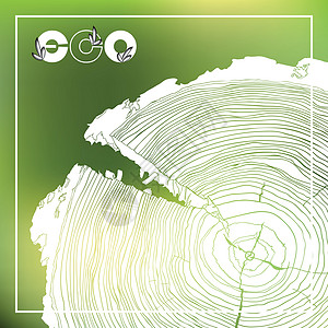 带有标志和年轮的 ECO 海报灰度图横截面材料燃料标识建筑生活圆圈资源建造植物木材图片