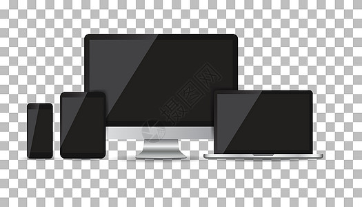 现实设备平面图标和台式计算机 它制作图案矢量屏幕软垫网站手机电话监视器互联网笔记本插图电脑图片