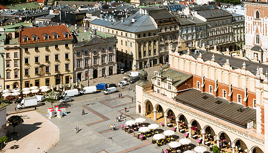 Krakow 中心方形上的视图教会建筑市场路面抛光天线建筑学房屋城市旅游图片