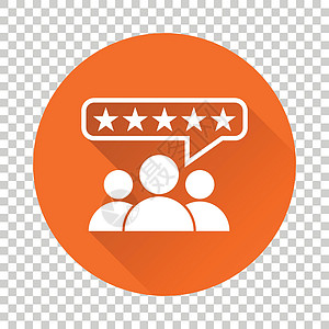 客户评论评级用户反馈概念矢量图标 带有长阴影的橙色背景平面插图橙子社会信息批评横幅顾客速度商务评分质量图片