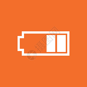 电池电量指示器 橙色背景上的矢量图艺术碱性绘画电气细胞活力界面力量累加器插图背景图片