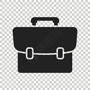 手提箱矢量图标 平面样式的行李图配饰公文包旅游工作黑色随员白色航程套装办公室图片