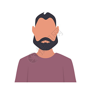 一个有胡子的男人的阿凡达 一个用平板风格留胡子的家伙 矢量体艺术潮人卡通片包子理发头发绅士成人情感插图图片