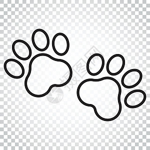 爪子以线条样式打印矢量图标 狗或猫爪印插图 动物剪影 孤立背景下的简单商业概念象形文字图片