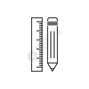 带标尺图标的铅笔 标尺米矢量图测量尺寸办公室乐器黑色仪表工具厘米学校白色图片