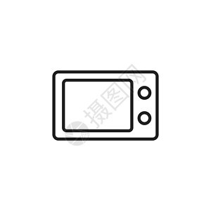 微波平面矢量图标 微波炉符号标志图厨房电气电子产品黑色插图家庭烤箱绘画白色草图图片