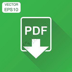 Pdf 格式下载图标 商业概念 pdf 象形文字 带有长阴影的绿色背景的矢量图解夹子横幅互联网网络导航标签按钮正方形文档网页图片