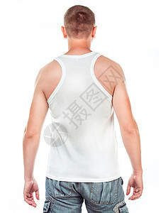 关于一名年轻人的白色T恤衫男生男性插图尺寸空白裙子身体青少年店铺纺织品图片