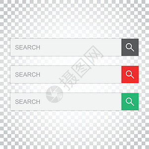 搜索栏字段 使用搜索按钮设置矢量界面元素 孤立背景上的平面矢量图解 简单的商业概念象形图互联网蓝色横幅引擎图表插图圆形网站网络导图片