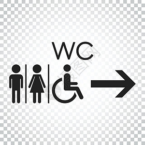 WCtoilet 平面矢量图标 男人和女人在孤立的背景下签到洗手间 简单的商业概念象形图塑料浴室女士绅士们男生标签购物中心女性酒图片