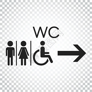 WCtoilet 平面矢量图标 男人和女人在孤立的背景下签到洗手间 简单的商业概念象形图塑料浴室女士绅士们男生标签购物中心女性酒背景图片