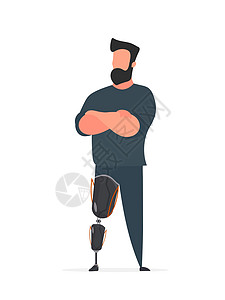 残疾人假肢 假肢 残疾人 卡通平面矢量图 单位 千分之五保健截肢药品医生卫生残障技术幸存者人士衣服图片