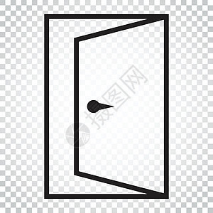 线条样式的门矢量图标 退出图标 打开门插图 孤立背景下的简单商业概念象形文字建筑学黑色办公室入口出口房间方法建筑框架图片