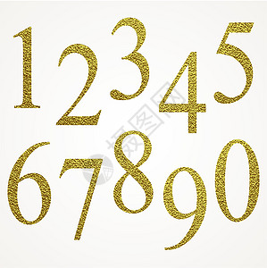 一组金属数字 矢量金色数字字体奢华公司字母贵宾金子宝石生日插图魅力背景图片